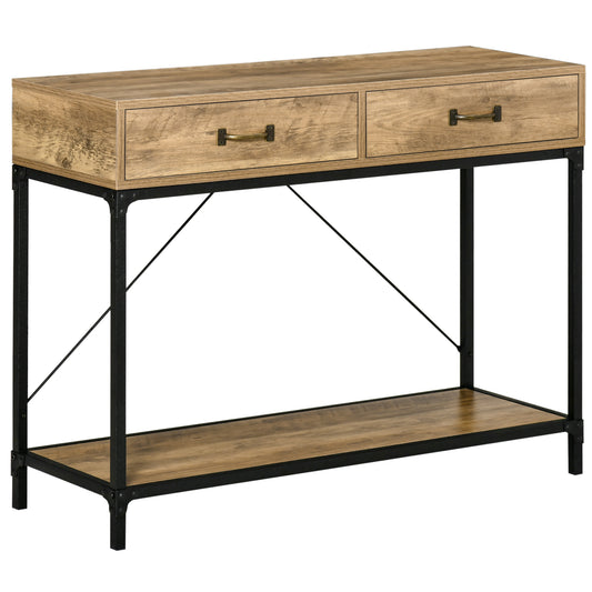 Table Console Vintage 99cm Aosom avec Tiroirs et Étagère