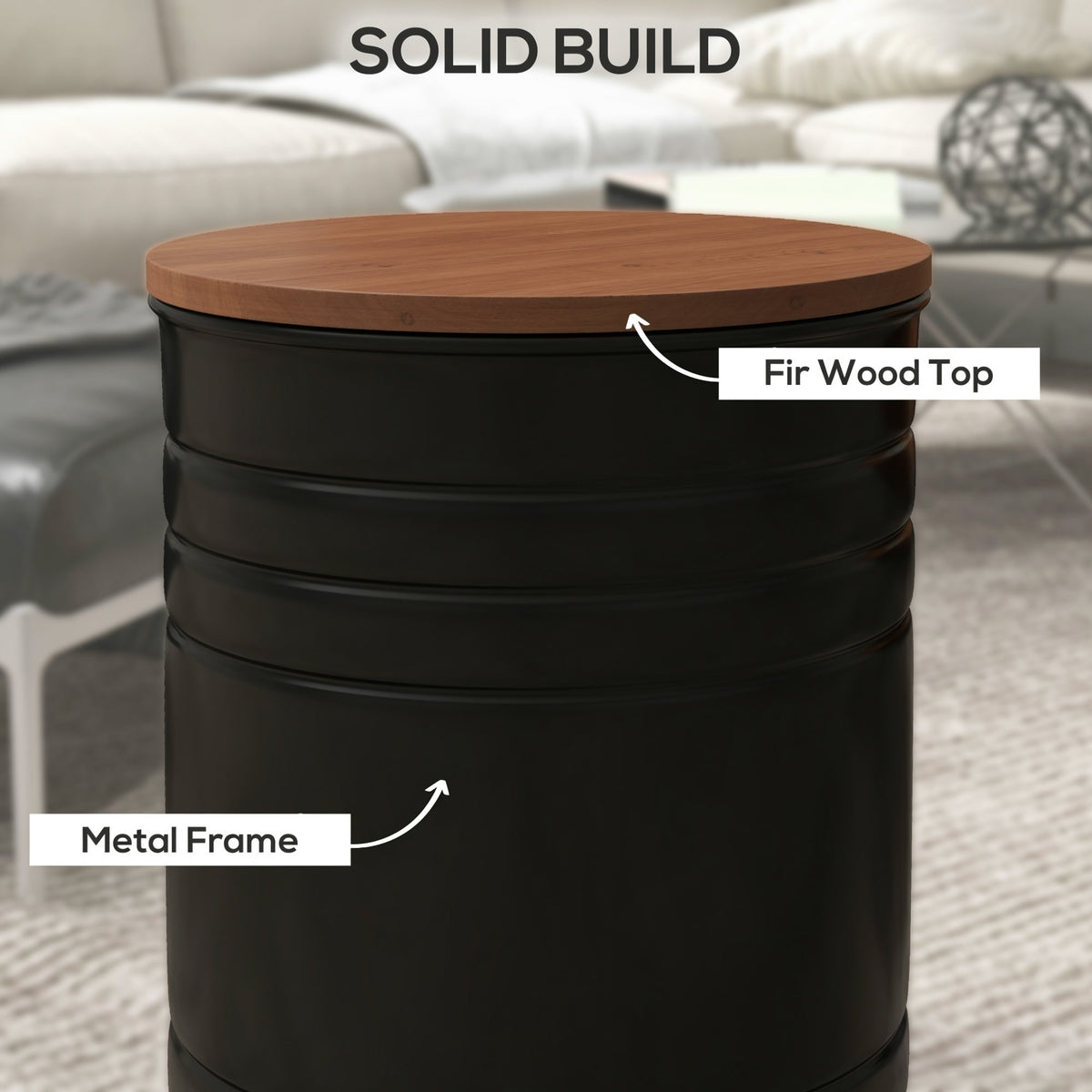 Ensemble table d'appoint gigogne avec rangement — noir