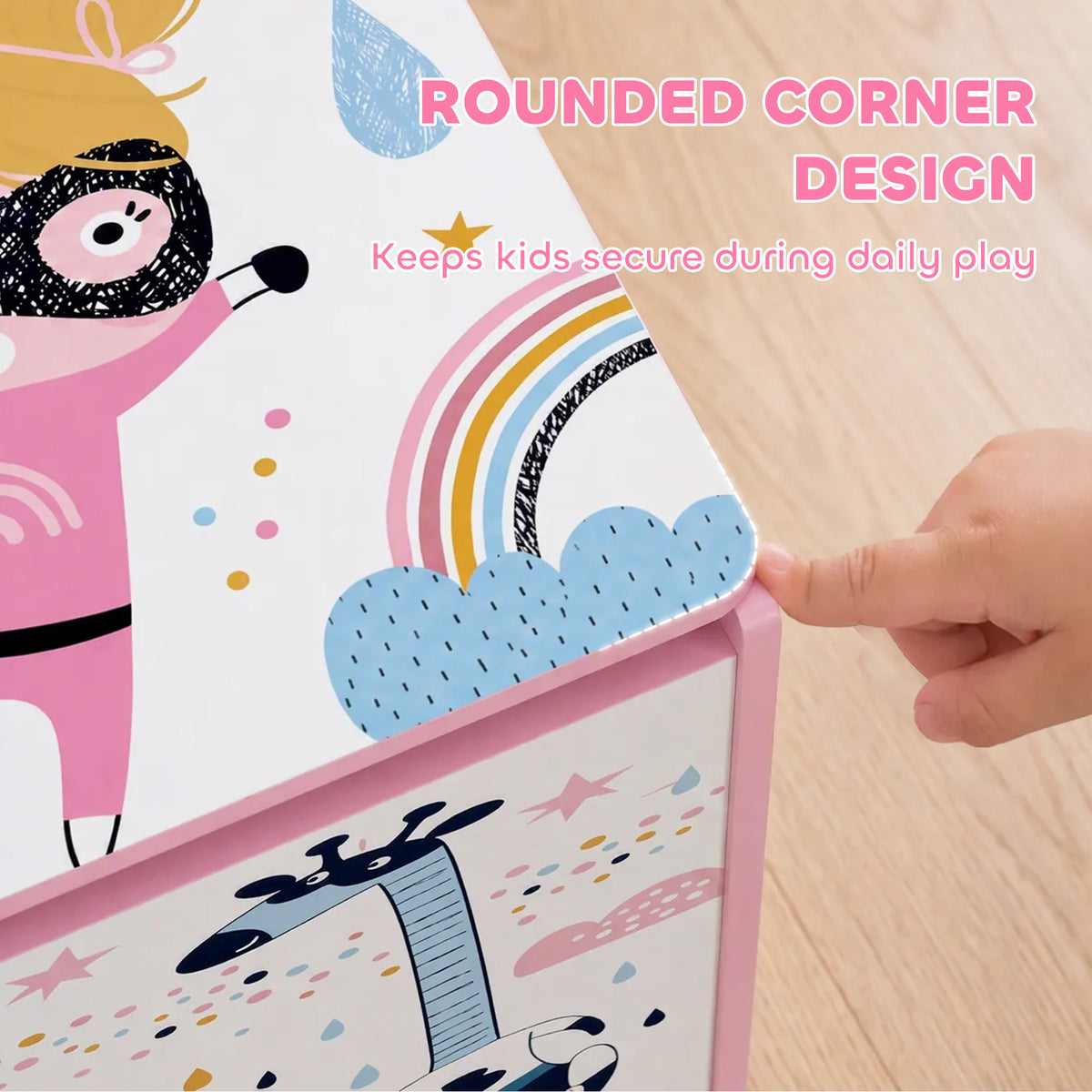 Kids Toy Box Storage Chest with Safety Hinges