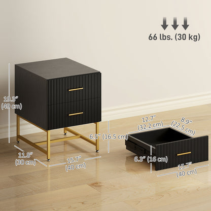 Tables de chevet modernes avec tiroirs cannelés 2 pièces