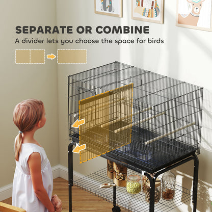 Grande cage à oiseaux pour perruches avec séparateur
