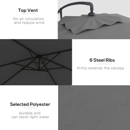 Parasol déporté 3m avec base croisée