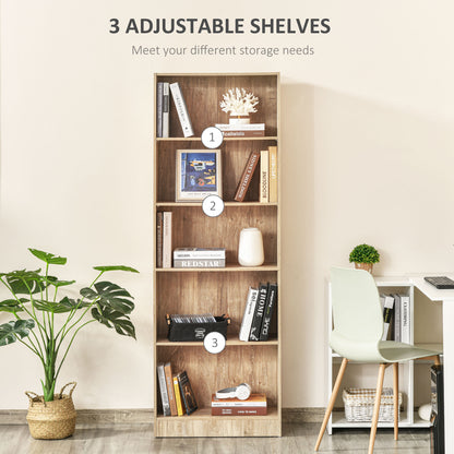 Bibliothèque à 5 tablettes avec tablettes réglables