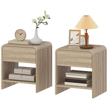 Ensemble de 2 Tables de Nuit Modernes Bois Naturel