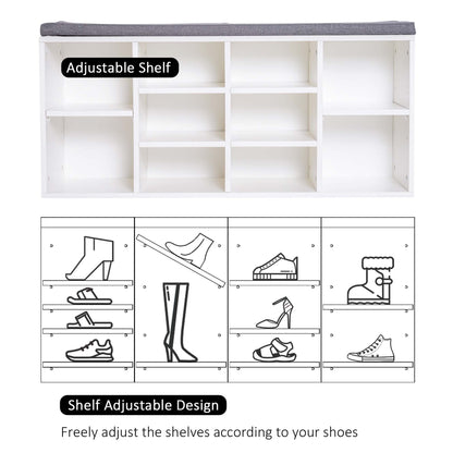 Banc à chaussures de rangement rembourré