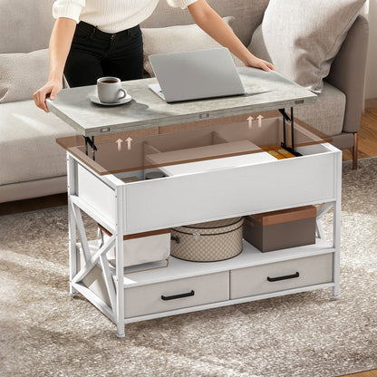 Table basse élévatrice moderne avec tiroirs de rangement