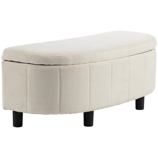 Pouf de rangement semi-rond en chenille à vérin hydraulique