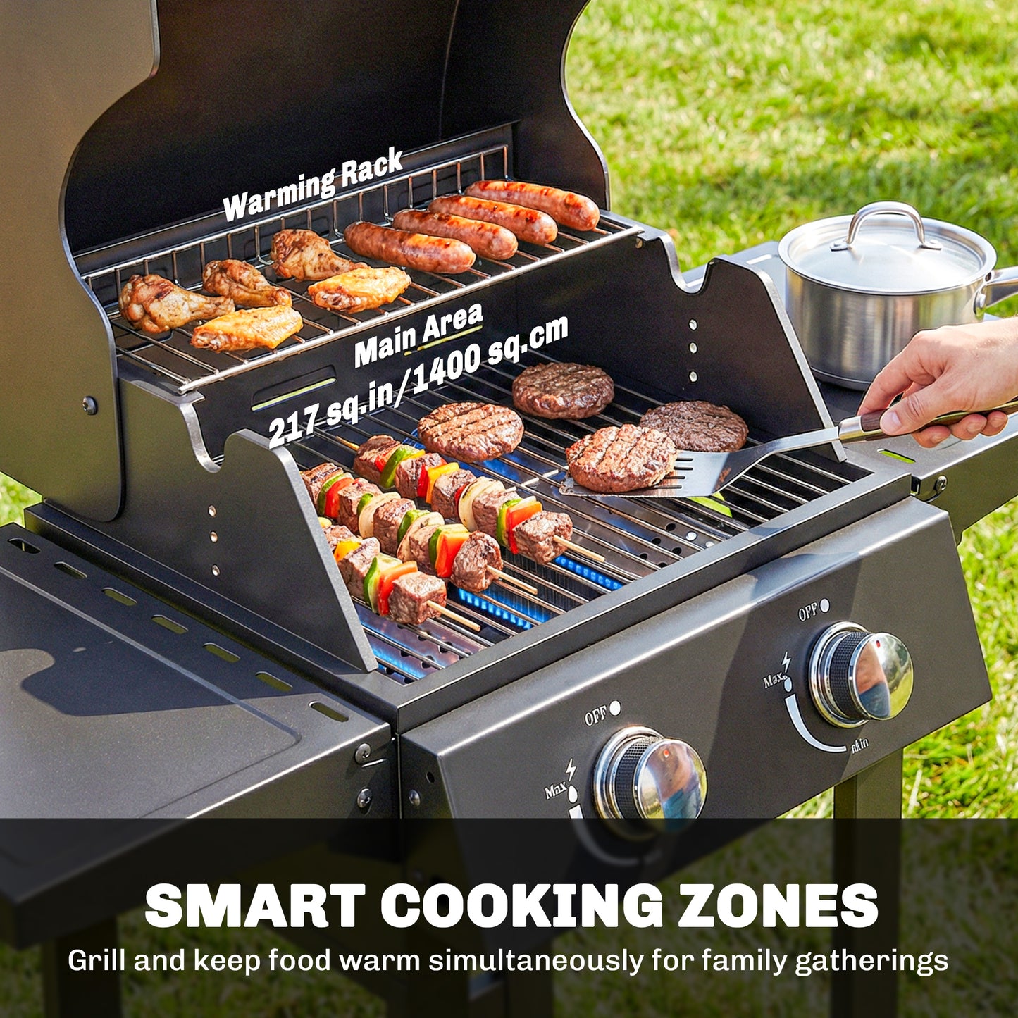 Barbecue au Propane 2 Brûleurs avec Roues 18 400 BTU