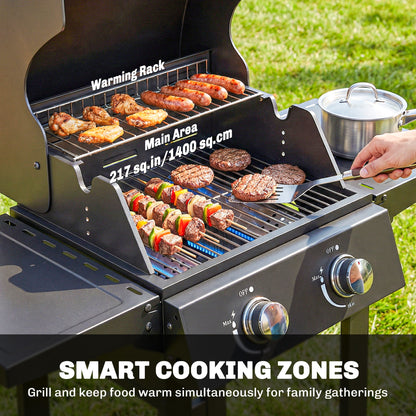 Barbecue au Propane 2 Brûleurs avec Roues 18 400 BTU