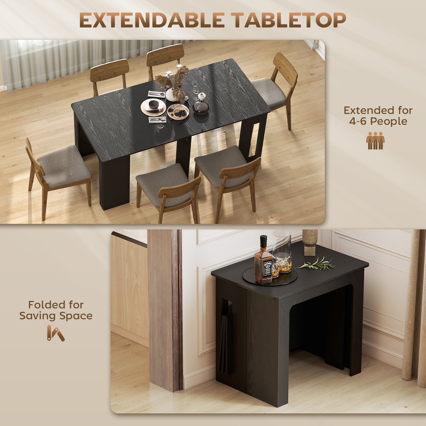 Table à manger extensible 60-180 cm pour 6-8 personnes