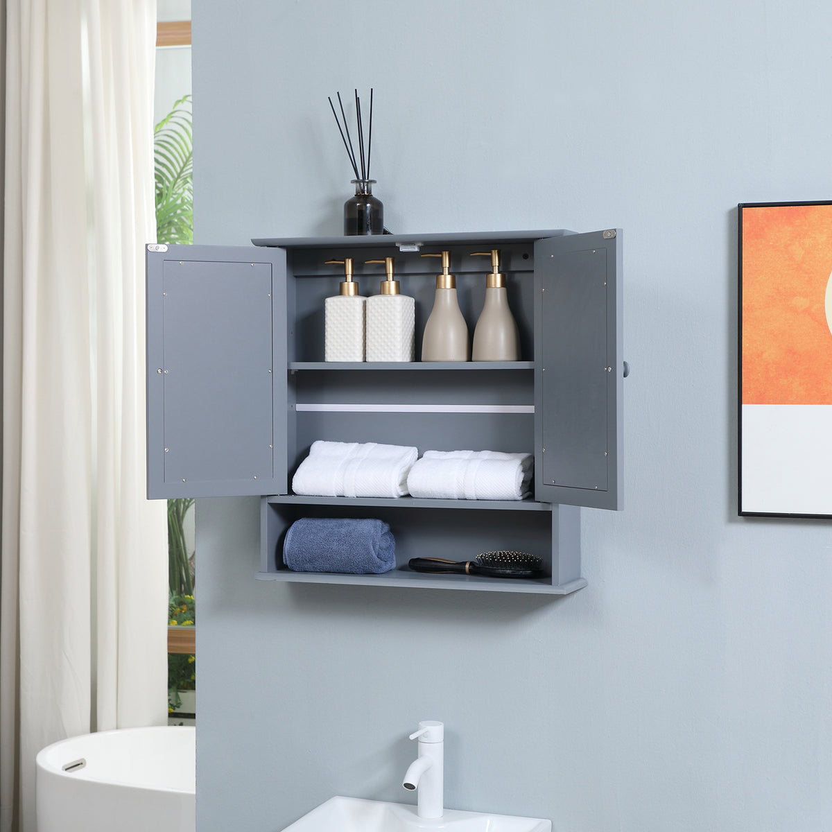 Armoire miroir murale salle bain portes doubles