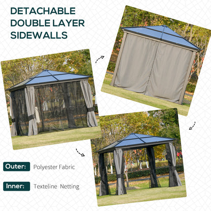 Gazebo à toit rigide polycarbonate 305 x 365 cm