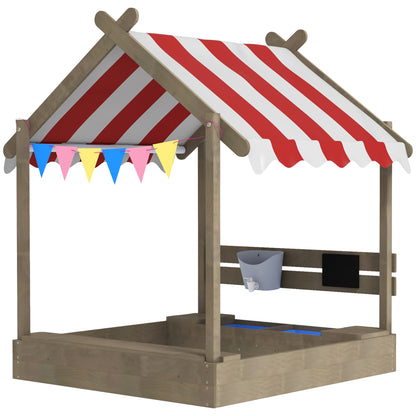 Bac à sable en bois avec toit pour enfants