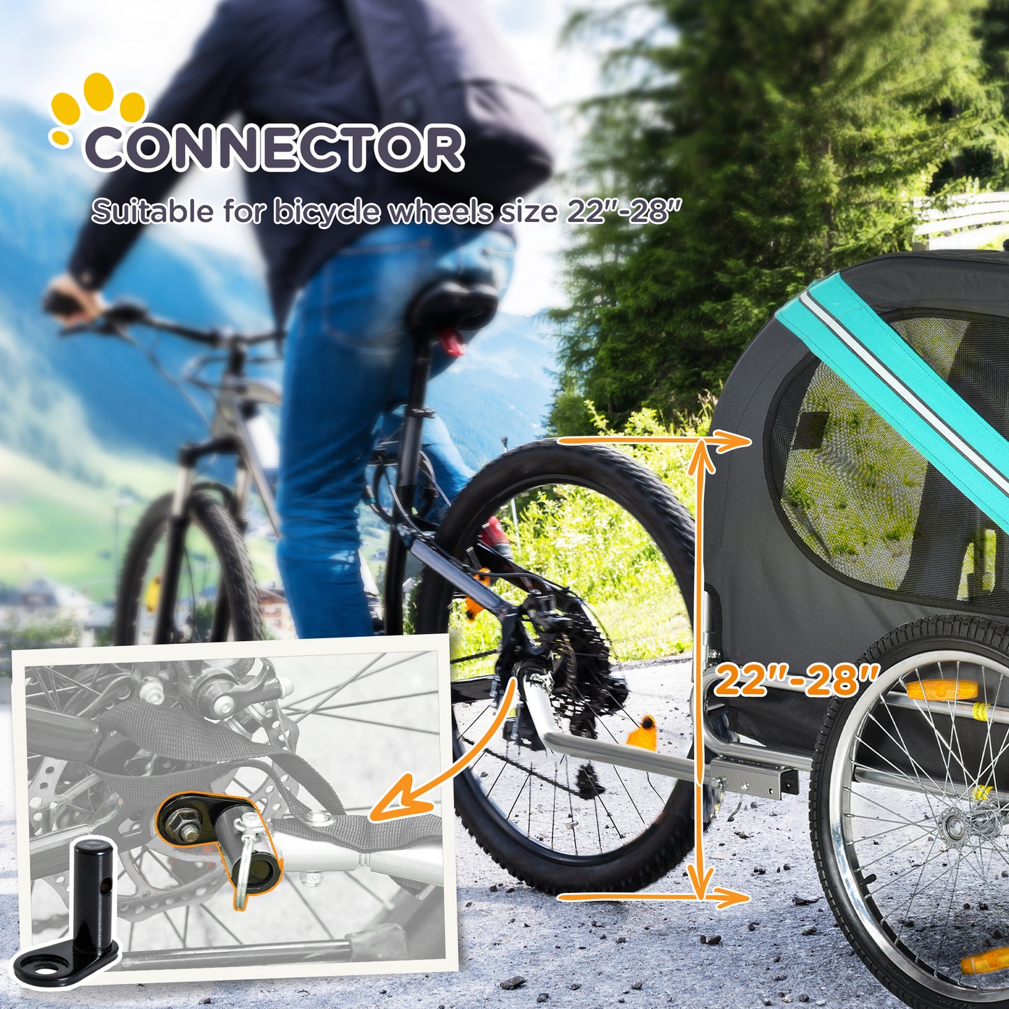 Remorque vélo pour chien avec 3 entrées