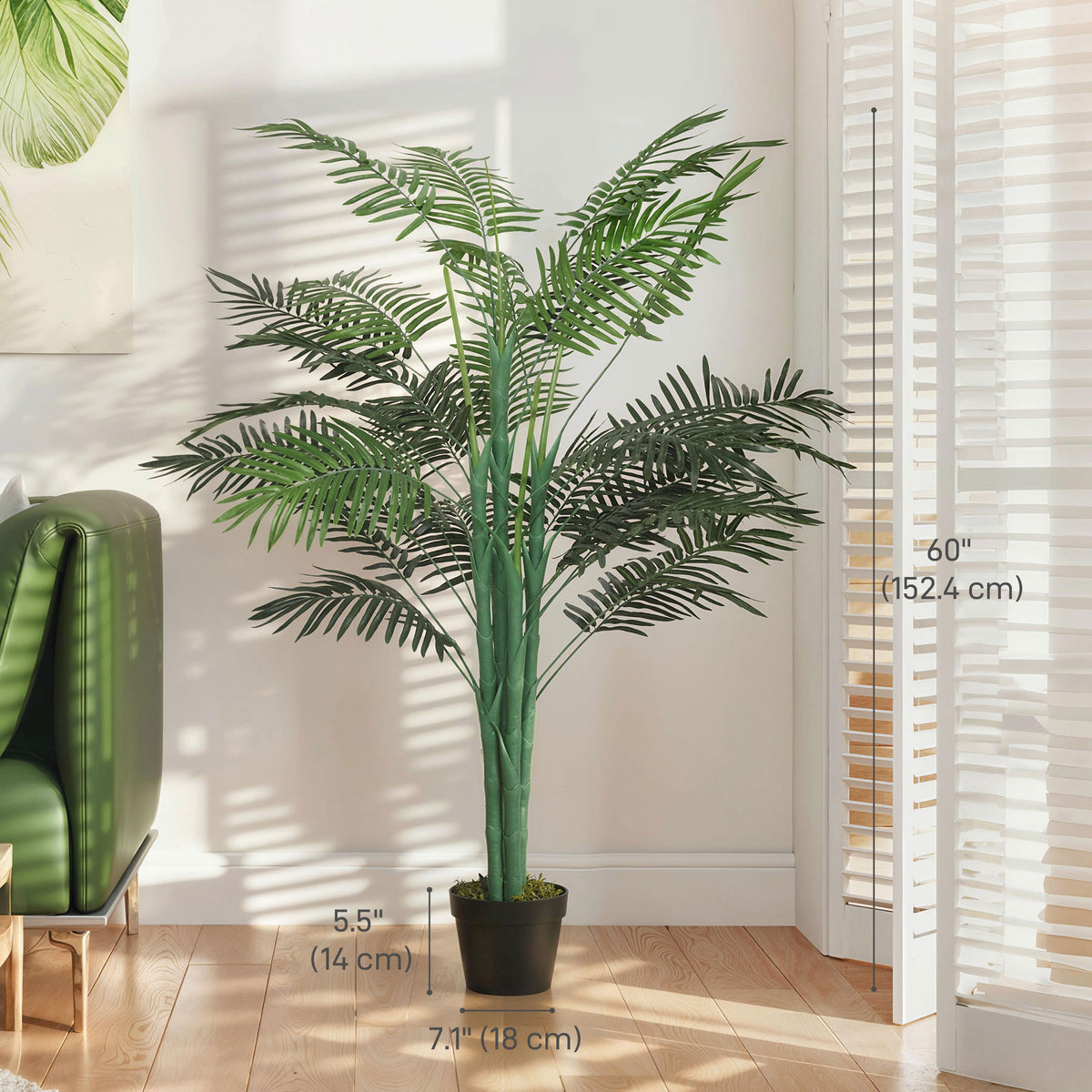 Palmier artificiel réaliste en pot — vert