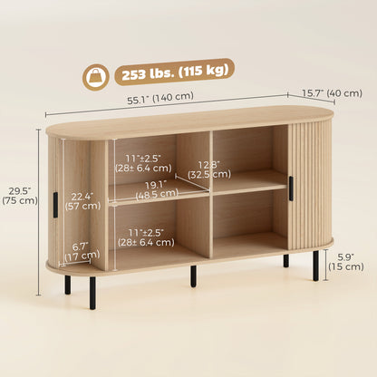 Buffet bahut cannelé portes coulissantes tablettes réglables