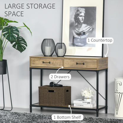 Console vintage avec tiroirs rangement 99 cm