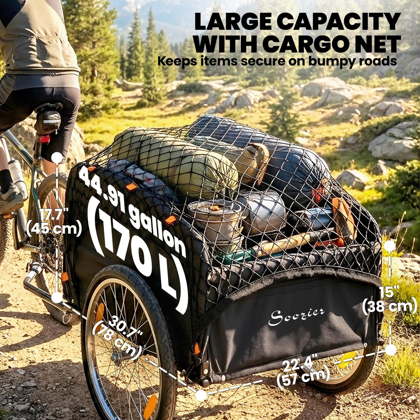 Remorque cargo vélo 170 L roues 20 po