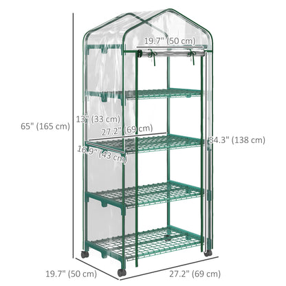 Serre portable 4 étages avec roues — transparent