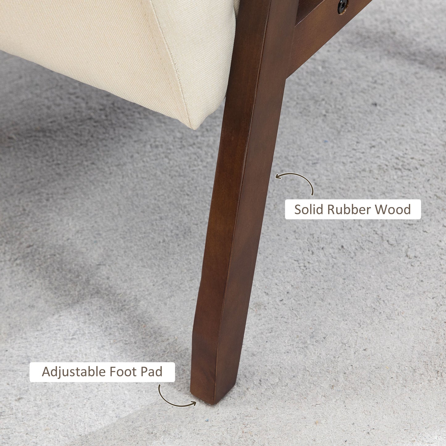 Fauteuil d'accent rembourré avec accoudoirs en bois