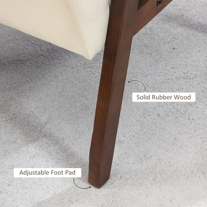 Fauteuil d'accent rembourré avec accoudoirs en bois