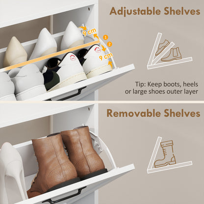 Armoire à chaussures 4 tiroirs rabattables, étagères ajustables