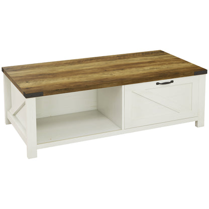 Table basse industrielle avec tiroir et étagères