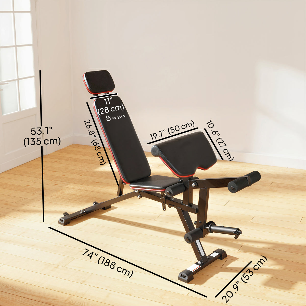 Banc de musculation réglable avec roulettes