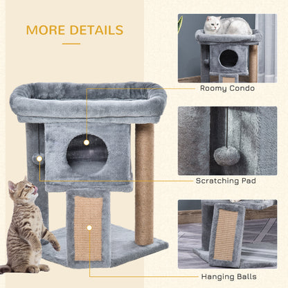 Tour à chat compact avec perchoir et maison