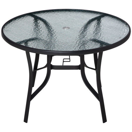 Table de patio ronde avec trou pour parasol