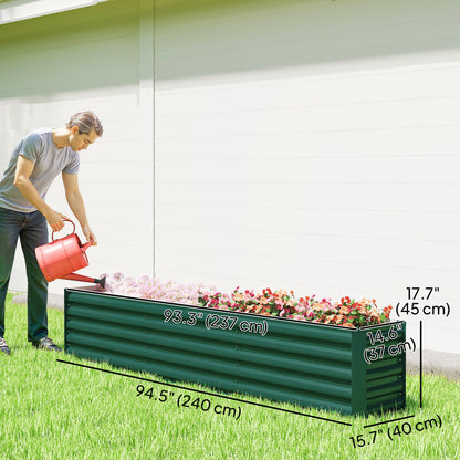 Outsunny Galvanized Raised Garden Bed 240x40x45cm Outdoor Garden