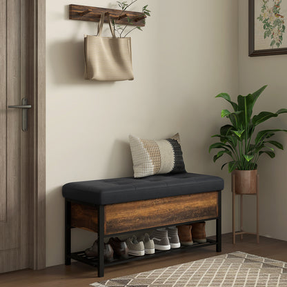 Banc coffre avec rangement à chaussures et siège rembourré