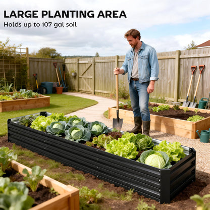 Bac surélevé galvanisé 8'x2'x1' pour jardin