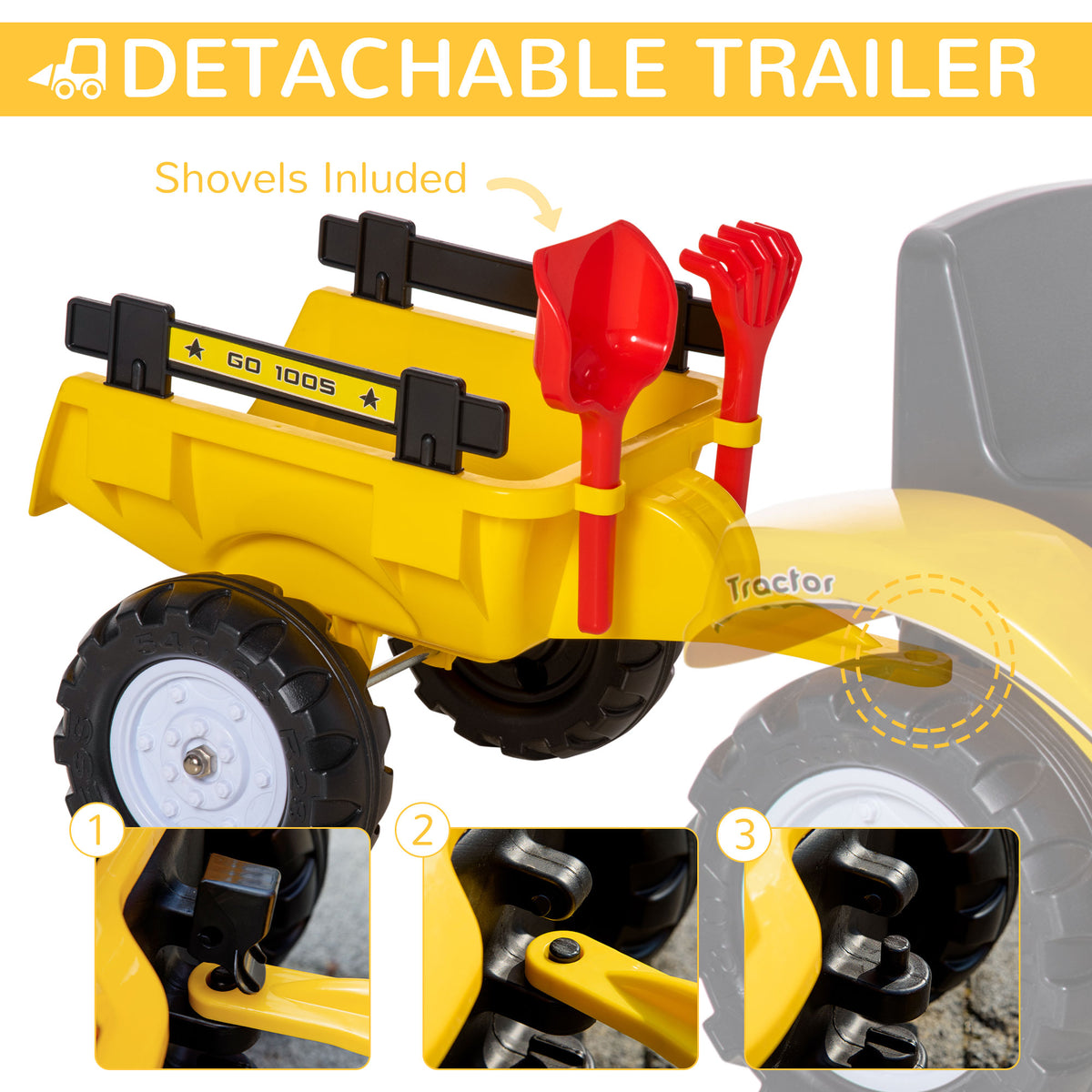 Camion à pédales avec remorque amovible pour enfants