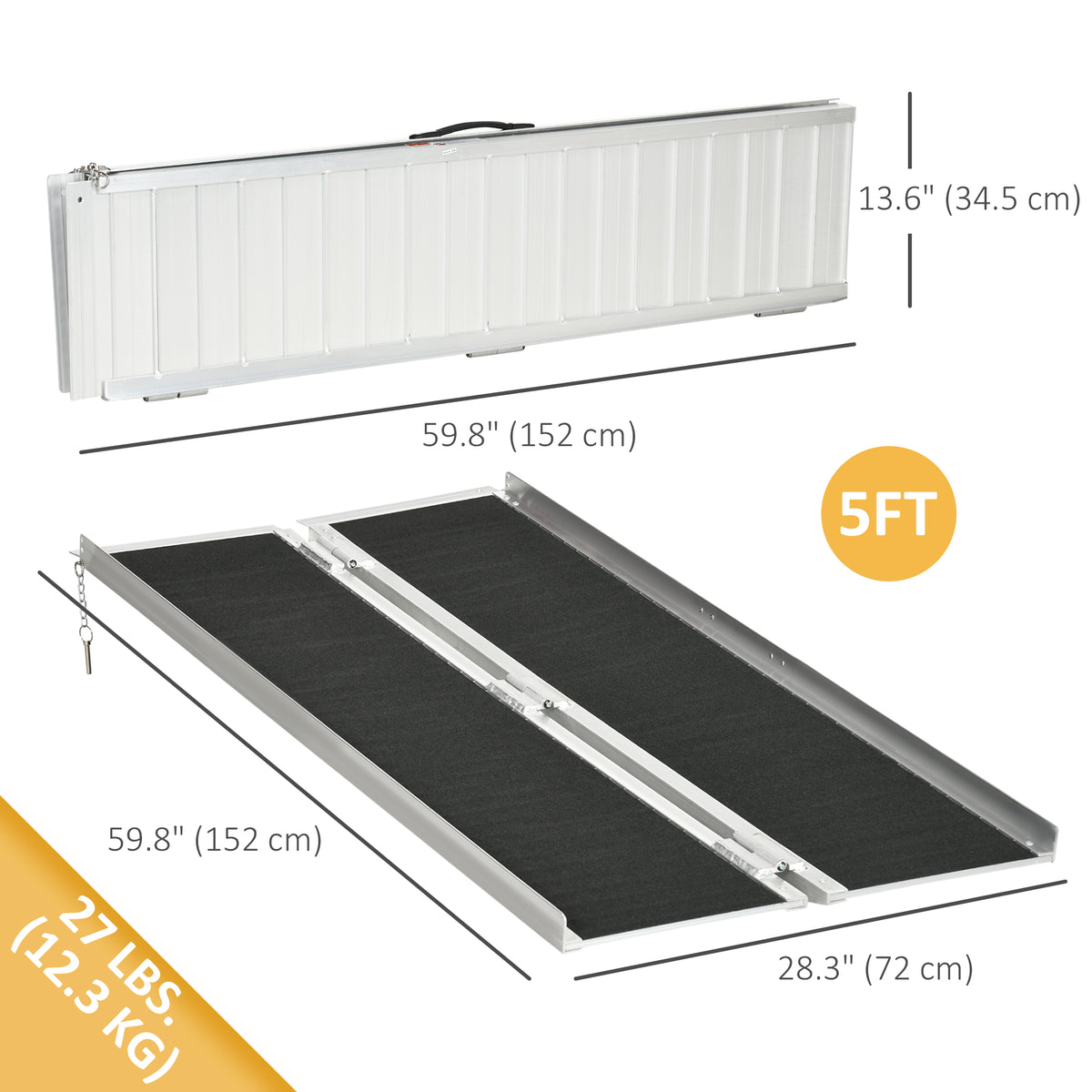 Rampe d'accès pliable portable 5 pi — aluminium