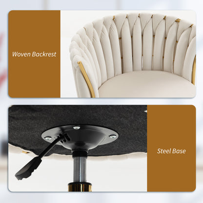 Chaise de bureau dossier tressé, hauteur réglable