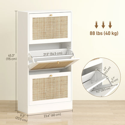 Armoire à chaussures rotin 3 tiroirs 18 paires