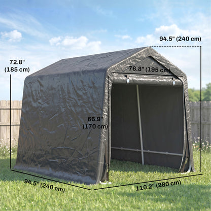 Abri de rangement jardin 2,8 x 2,4 m — cadre métal