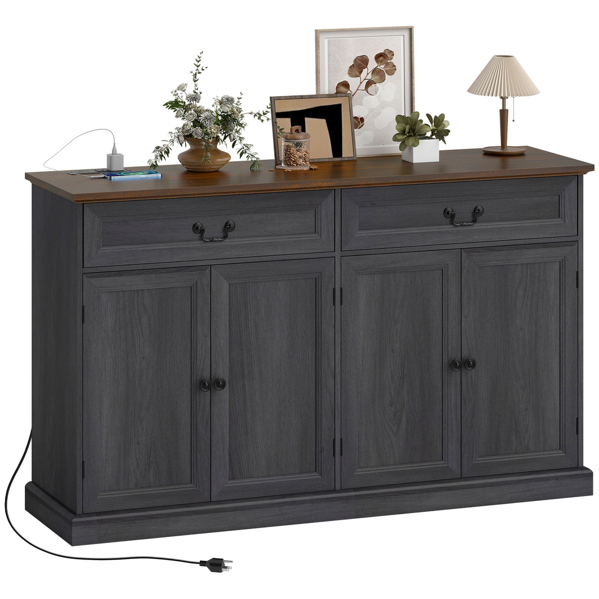 Buffet de cuisine style champêtre en bois d'ingénierie