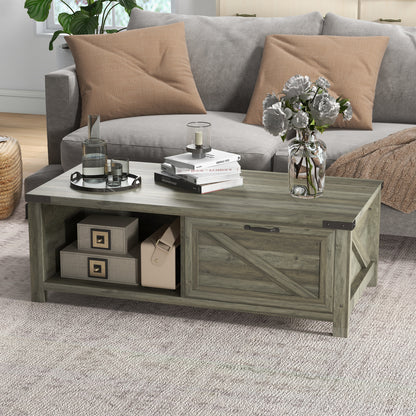 Table basse industrielle avec tiroir et étagères