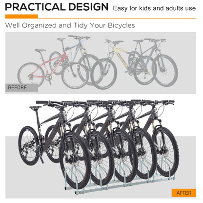 Rangement vélos au sol pour 5 bicyclettes