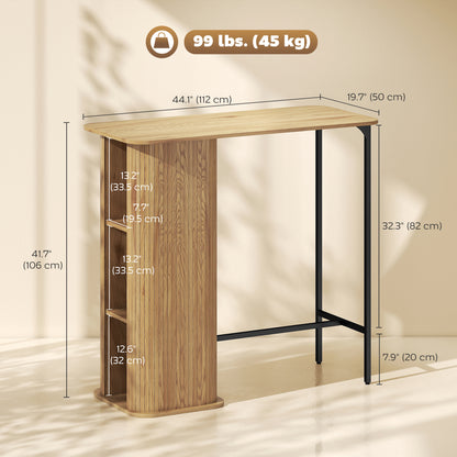 Table bar tambour 3 tablettes latérales rectangulaire