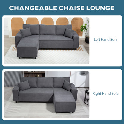 Divan d'angle en velours côtelé avec chaise réversible