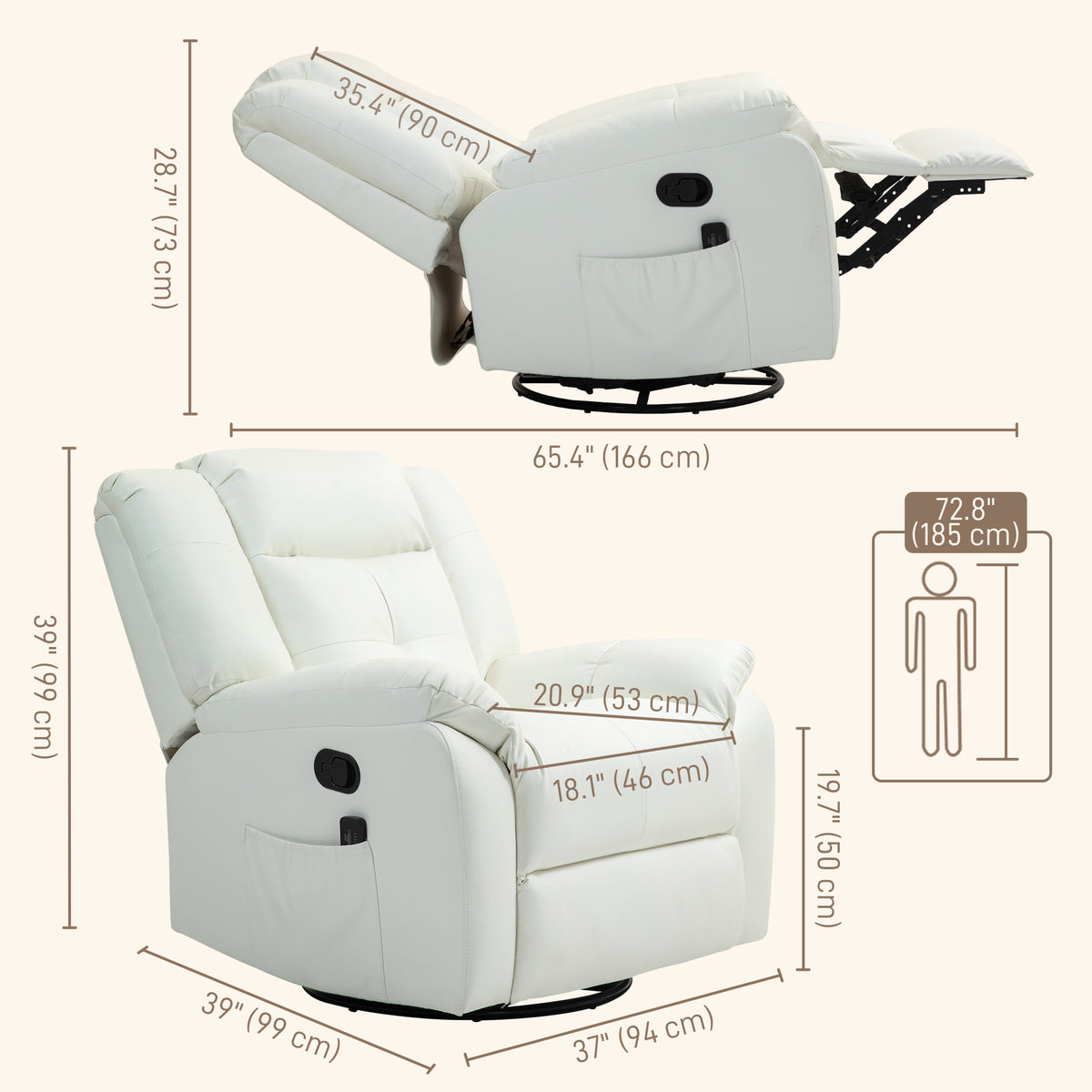 Fauteuil inclinable de massage vibrant en similicuir