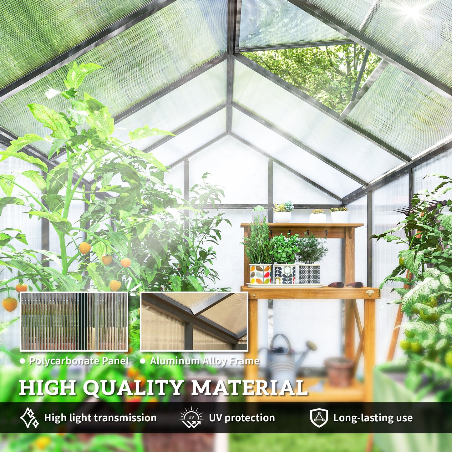 Serre de jardin polycarbonate aluminium 183 x 305 cm
