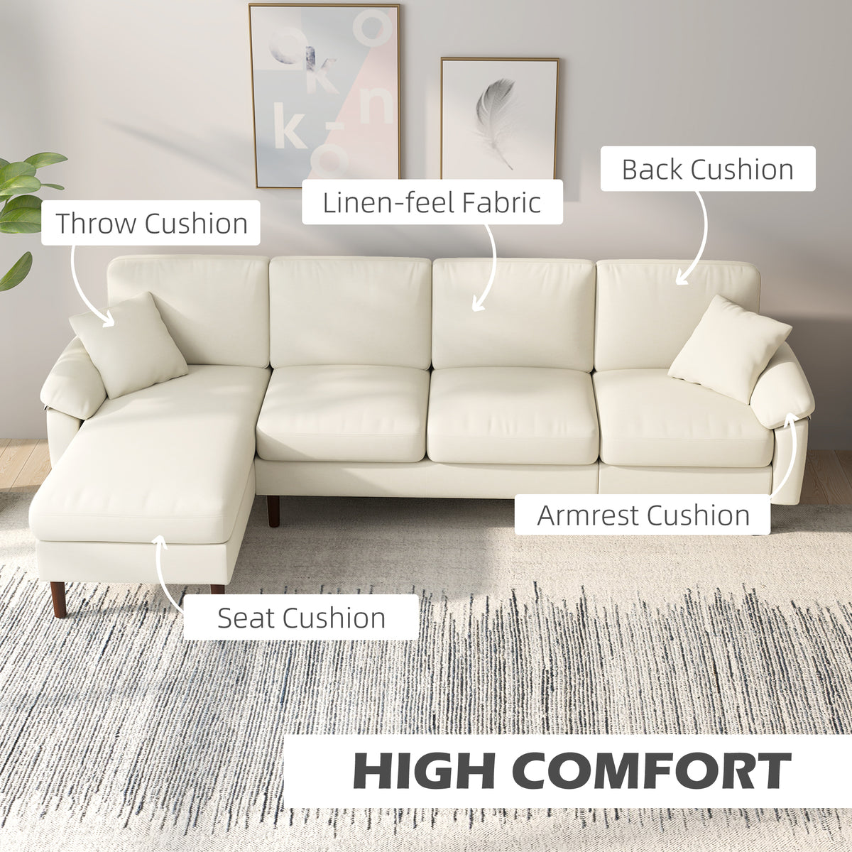 Sofa sectionnel en L avec chaise longue interchangeable
