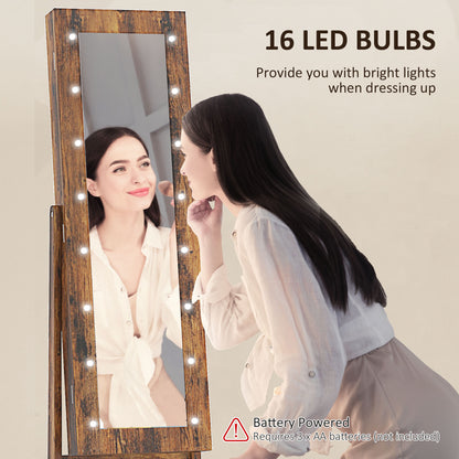 Armoire à bijoux sur pied avec miroir éclairé et LED