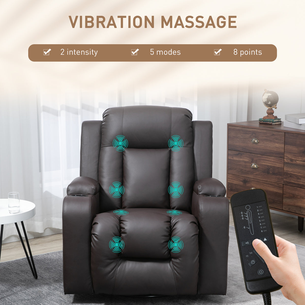 Fauteuil inclinable de massage pivotant en similicuir