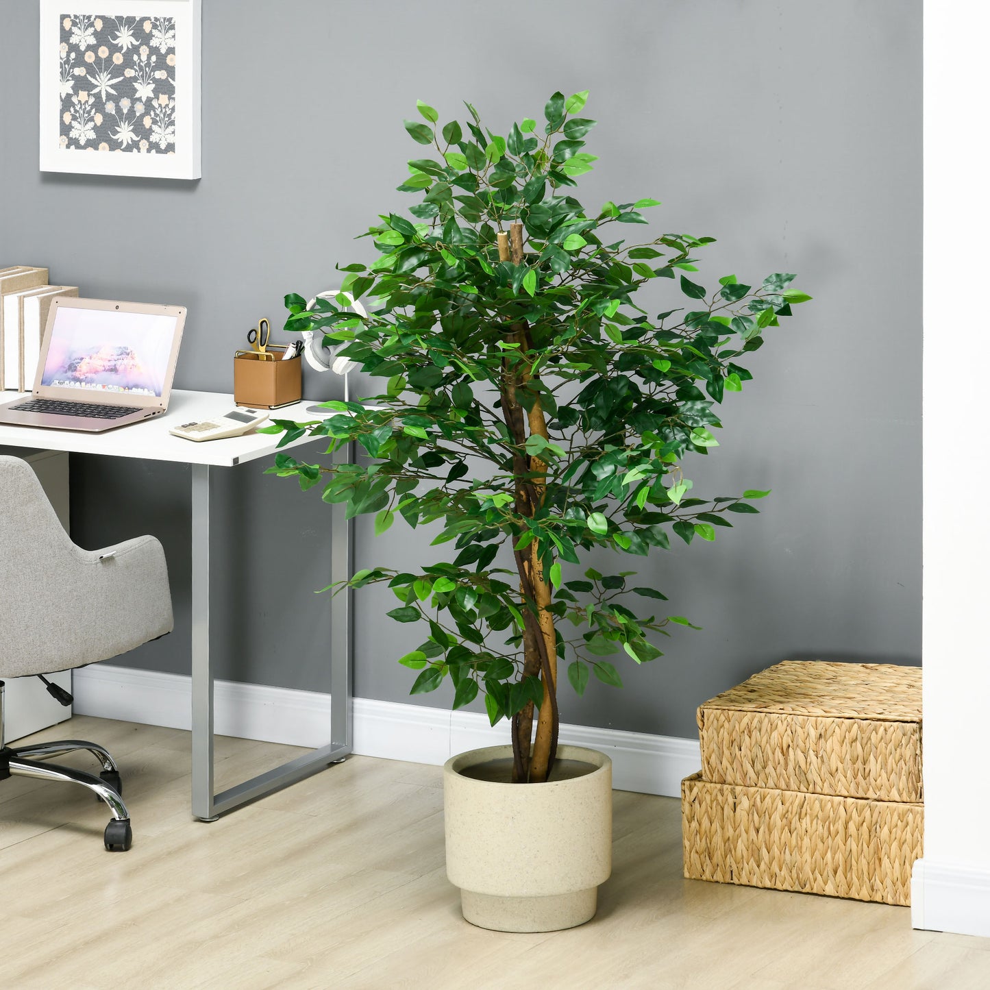 Arbre artificiel ficus 152 cm plante décorative avec pot