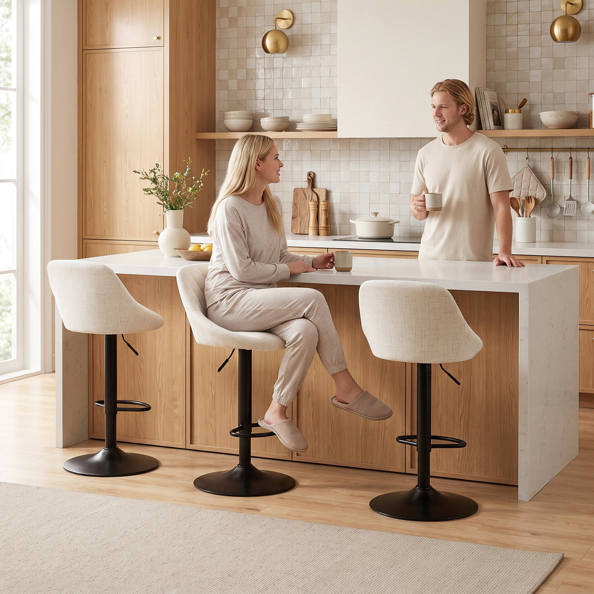 Ensemble de 3 Tabourets de Bar Pivotants Ajustables